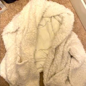 Small sized American Eagle fluffy white jacket.